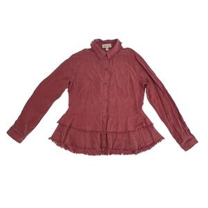 Cloth And Stone Anthropologie Red Peplum Raw Hem Top Size Small Women’s